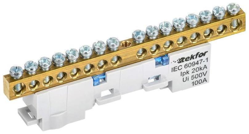 IEK TF-NN10-16-DL-K07 TEKFOR Шина N "ноль" неизолированная на универсальном держателе 6х9-16-С [в упаковке 5, цена за 1 шт]