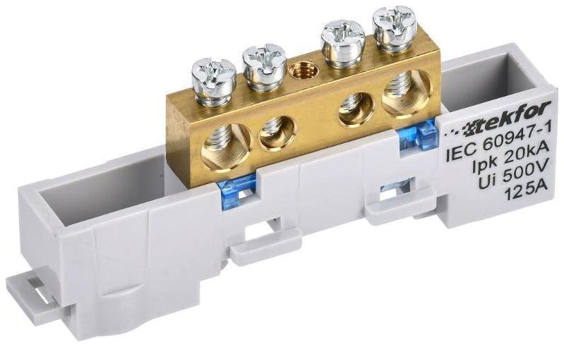 IEK TF-NN20-04-DL-K07 TEKFOR Шина N "ноль" неизолированная на универсальном держателе 8х12-4-С [в упаковке 5, цена за 1 шт]