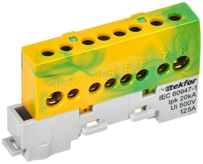 IEK TF-NN20-08-KL-K52 TEKFOR Шина PE "земля" изолированная на универсальном держателе 8х12-8-ЖЗ