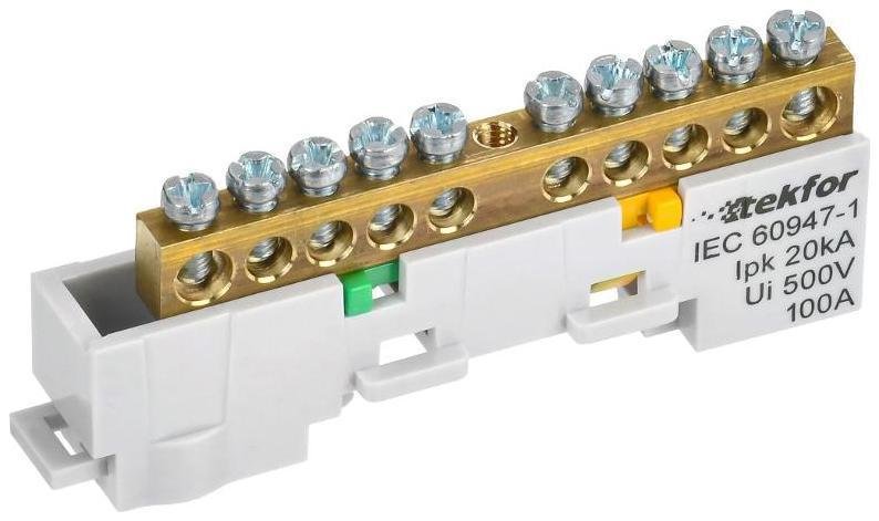 IEK TF-NN10-10-DL-K05 TEKFOR Шина PE "земля" неизолированная на универсальном держателе 6х9-10-Ж [в упаковке 5, цена за 1 шт]