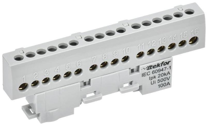 IEK TF-NN10-16-KL-K03 TEKFOR Шина L "фаза" изолированная на универсальном держателе 6х9-16-Ср [в упаковке 5, цена за 1 шт]
