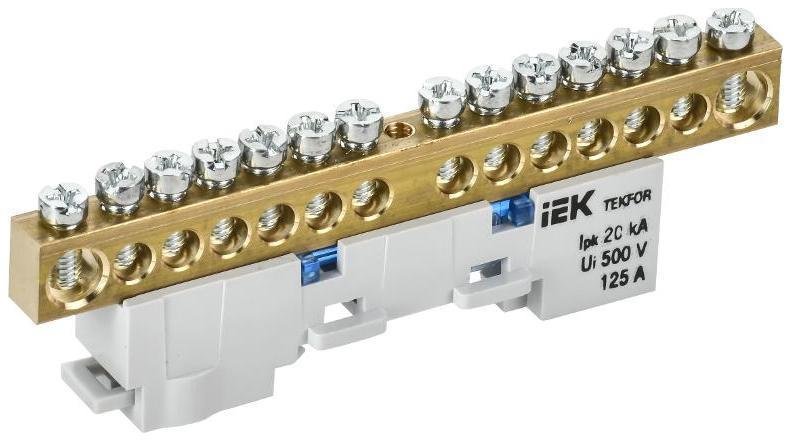 IEK TF-NN20-14-DL-K07 TEKFOR Шина N "ноль" неизолированная на универсальном держателе 8х12-14-С [в упаковке 5, цена за 1 шт]