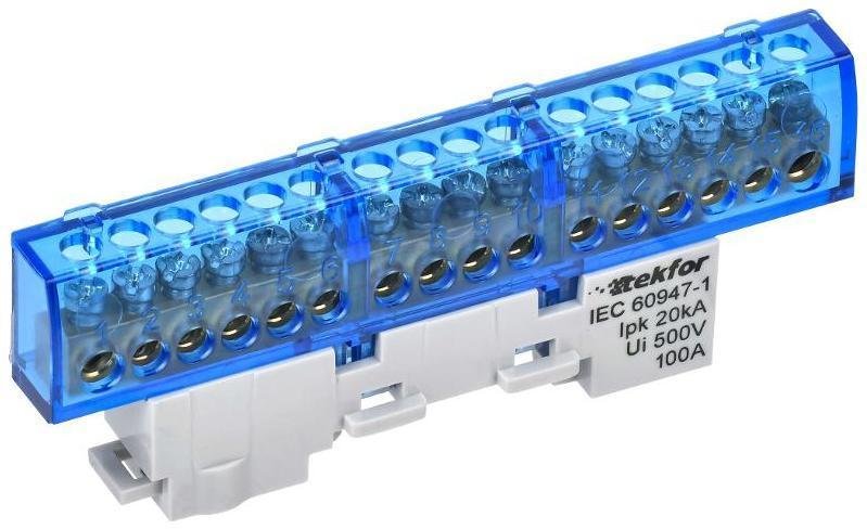 IEK TF-NN10-16-KL-K07 TEKFOR Шина N "ноль" изолированная на универсальном держателе 6х9-16-С [в упаковке 5, цена за 1 шт]