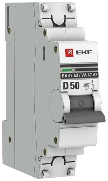 EKF mcb4763-6-1-50D-pro Выключатель автоматический однополюсный ВА 47-63 50А D 6кА PROxima