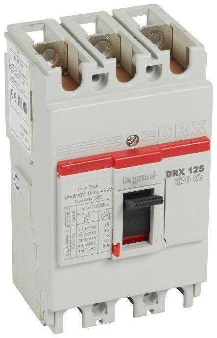 Legrand 027007 Drx125 фиксированный 75a 3п 10кА
