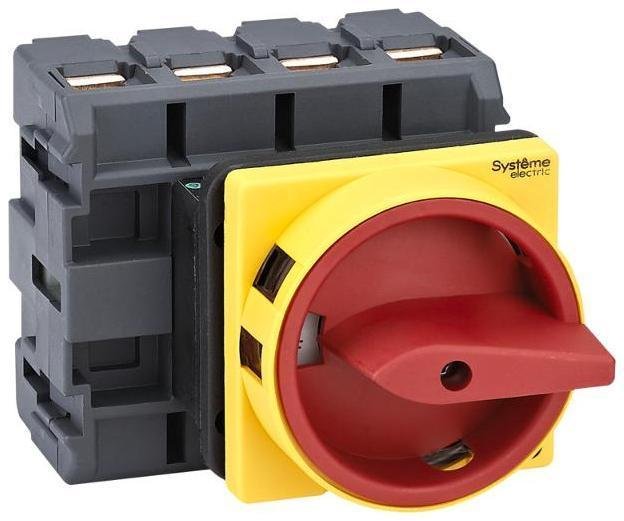 Systeme Electric MSD80410R Выключатель-Разъединитель 4P 80A IP20 с красной рукояткой на дверцу 4 винтами с замком