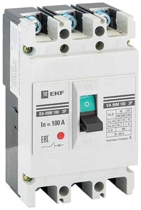 EKF mccb99-100-100m-ma Выключатель автоматический ВА-99М 100/100А 3P 35кА с электромагнитным расцепителем PROxima