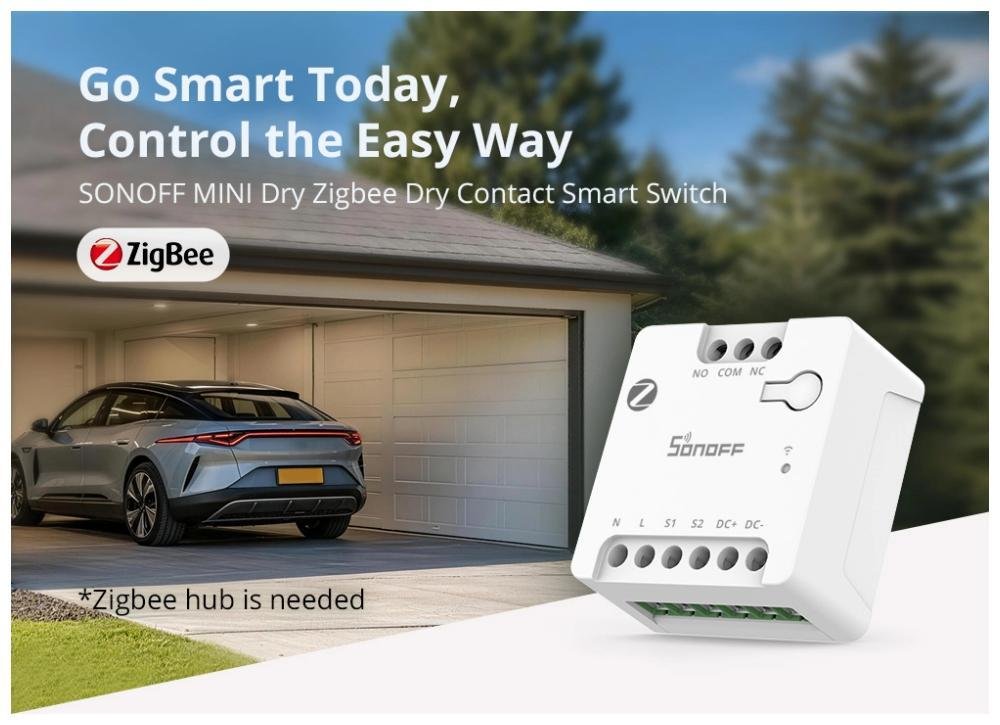 Sonoff MINI-ZBD Умное реле одноканальное с нейтралью, Zigbee, монтаж отдельно стоящий, цвет белый