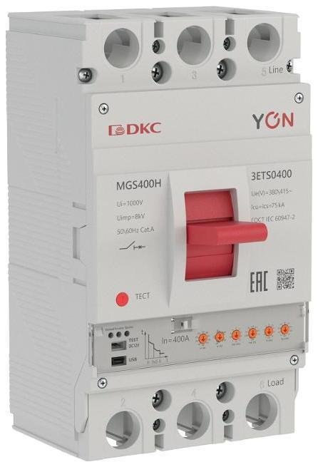 DKC MGS400H-3ETS0400 Выключатель автоматический YON MGS400H 3P 160-400A 75kA с электронным расцепителем ETS