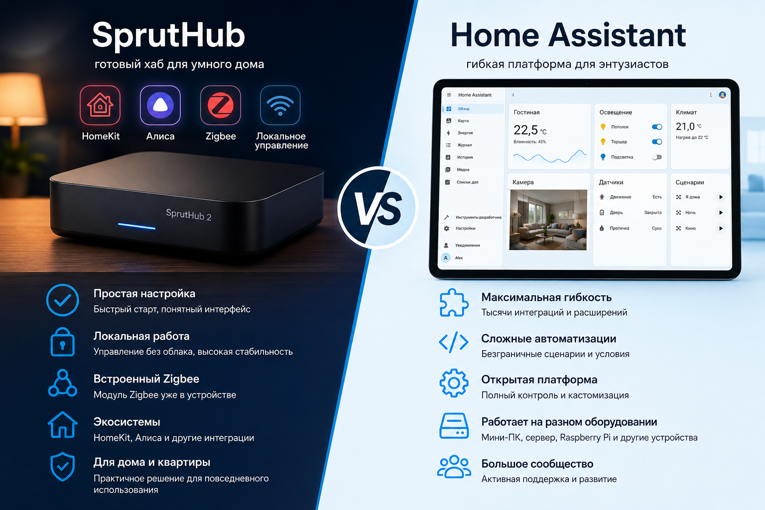 SprutHub vs Home Assistant: что лучше выбрать для умного дома
