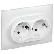 Розетка 2-м SKANDY 16А с заземл. защ. шторки в сборе SK-R07W арктич. бел. IEK SK-R24-16-K01-F