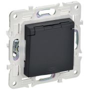 Розетка 1-м SKANDY 16А IP44 с заземл. защ. шторки с крышкой SK-R11G графит IEK SK-R16-16-44-K53