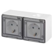 Розетка Эксперт 11-2503-01 2х2P+E гориз. IP55 16А-250В ОУ бел. Эра Б0063264