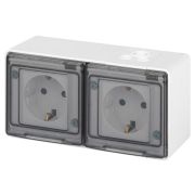 Розетка Эксперт 11-2504-01 2х2P+E гориз. IP55 шторки 16А-250В ОУ бел. Эра Б0063262