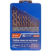 Набор сверл по металлу Profi 1.5-6.5мм (через 0.5мм + 32мм; 48мм) с кобальтом 5проц. в метал. коробке (13шт) Cutop 48-601
