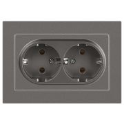Розетка 2-м СП Accent 6-205-09 16А IP20 250В 2P+E Schuko AL/CU титан Intro Б0063500