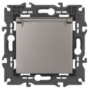 Розетка Elegance 14-2103-16 16А 250В 2P+E Schuko защ. шторки с крышкой титан Эра Б0065811
