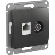 Glossa Антрацит Розетка 2-ая TV + компьютерная RJ45, кат. 5Е, механизм | GSL000789 | SE