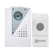 Звонок беспроводной ЗБ-7 32 мелодии 120м с кнопкой IP44 бело-серый | 4690612013350 | IN HOME