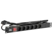 PDU 6 роз. нем.ст. с выкл 1U каб. 2м вилка нем.ст ПВХ чер | PH12-6D1-P | ITK
