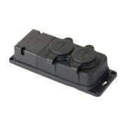 Роз. двухмест. с защит. крышками каучуковая 230В 2P+PE 16A IP44 EKF PRO | RPS-018-16-230-44-r | EKF