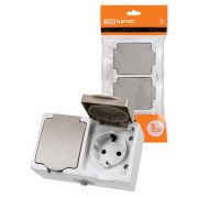 Розетка двойная 2П+3 (горизонтальная) открытой установки IP54 16А Вуокса  | SQ1803-0008 | TDM