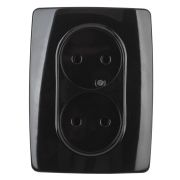 12-2107-06 Электроустановка ЭРА Розетка 2X2P, 16A-250В, IP20, Эра12, чёрный | Б0031243 | ЭРА