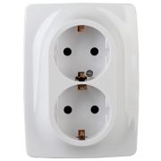 12-2108-01 Розетка 2-ая с заземлением со шторками, 16A-250В, IP20, Эра12, белый | Б0036442 | ЭРА