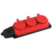 K-3e-RED-IP44 ЭРА Колодка каучуковая с/з 3гн 16A IP44 красная | Б0044552 | ЭРА