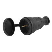R8-B-IP44 ЭРА Разъём каучуковый c/з прямой 16A IP44 черный | Б0044541 | ЭРА