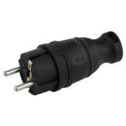 Вилка каучуковая c заземлением 16A IP44 прямая черная V8-B-IP44| Б0044540 | ЭРА