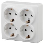 Розетка 11-2211-01  4х2P+E Schuko со шторками, 16АХ-250В, ОУ, Эксперт, Белый |Б0020709 | ЭРА