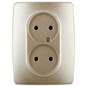 Розетка 2X2P 16A-250В IP20 Эра12 шампань | Б0031241 | ЭРА