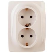 Розетка 2-ая с заземлением 16A-250В IP20 винт Эра12 слоновая кость | Б0029239 | ЭРА