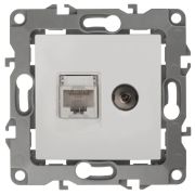 Розетка информационная+TV 12-3110-01 RJ45+TV,  белый  |Б0027441 | ЭРА