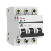 Выключатель автоматический трехполюсный ВА 47-29 50А C 4,5кА Basic | mcb4729-3-50C | EKF