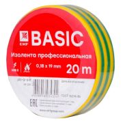 Изолента, класс А (профессиональная), 0.18х19мм, 20 метров, желто-зеленая EKF Simple | plc-iz-a-yg | EKF