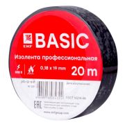 Изолента, класс А (профессиональная), 0.18х19мм, 20 метров, черная EKF Simple | plc-iz-a-b | EKF