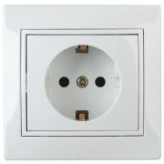 1-202-01 Intro Розетка 2P+E Schuko, 16А-250В, IP20, СУ, Plano, белый | Б0027609 | Intro