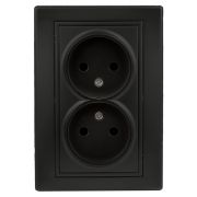 1-204-05 Intro Розетка 2х2P, 16А-250В, IP20, СУ, Plano, антрацит | Б0044569 | Intro