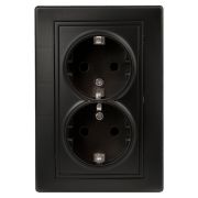1-205-05 Intro Розетка 2X2P+E Schuko, 16А-250В, IP20, СУ, Plano, антрацит | Б0044570 | Intro