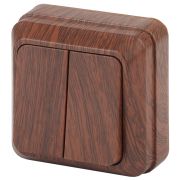 2-104-10 Intro Выключатель двойной, 10А-250В, IP20, ОУ, Quadro, венге | Б0030121 | Intro