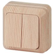 2-104-11 Intro Выключатель двойной, 10А-250В, IP20, ОУ, Quadro, сосна | Б0027642 | Intro