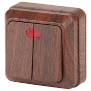 2-105-10 Intro Выключатель двойной с подсветкой, 10А-250В, IP20, ОУ, Quadro, венге | Б0030122 | Intro
