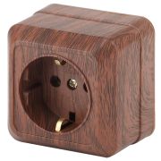 2-202-10 Intro Розетка 2P+E Schuko, 16А-250В, IP20, ОУ, Quadro, венге | Б0030124 | Intro