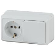 2-701-01 Intro Блок розетка+выкл. гориз. 10(16)А-250В, IP20, ОУ, Quadro, белый | Б0036149 | Intro