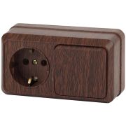 2-701-10 Intro Блок розетка+выкл. гориз. 10(16)А-250В, IP20, ОУ, Quadro, венге | Б0036151 | Intro