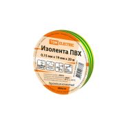 Изолента ПВХ 0,15х19мм Желто-Зеленая 20м  | SQ0526-0007 | TDM