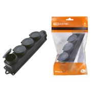 Розетка четырехместная с заглушками каучук 2Р+РЕ 16А 250В IP44 | SQ0612-0011 | TDM