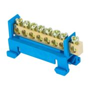 Шина 0 N (6х9мм) 8 отверстий латунь синий изолятор тип Стойка на DIN-рейку EKF PROxima | sn0-63-8-sb | EKF